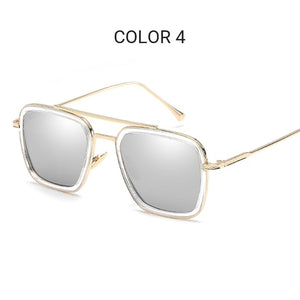 Tony Stark Sunglasses Men Avengers Iron Man Square Sunglasses Retro Gradient Spider Man Edith Glasses Robert Downey Jr Goggles