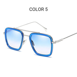 Tony Stark Sunglasses Men Avengers Iron Man Square Sunglasses Retro Gradient Spider Man Edith Glasses Robert Downey Jr Goggles