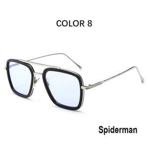 Tony Stark Sunglasses Men Avengers Iron Man Square Sunglasses Retro Gradient Spider Man Edith Glasses Robert Downey Jr Goggles