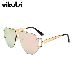 High Quality Pilot Square Sunglasses Women's 2018 New Fashion Glasses Trend Ladies Luxury Rimless Sunglasses Men Gradient Shades