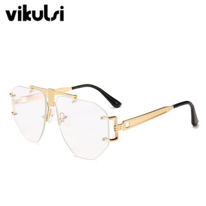 High Quality Pilot Square Sunglasses Women's 2018 New Fashion Glasses Trend Ladies Luxury Rimless Sunglasses Men Gradient Shades