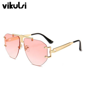 High Quality Pilot Square Sunglasses Women's 2018 New Fashion Glasses Trend Ladies Luxury Rimless Sunglasses Men Gradient Shades