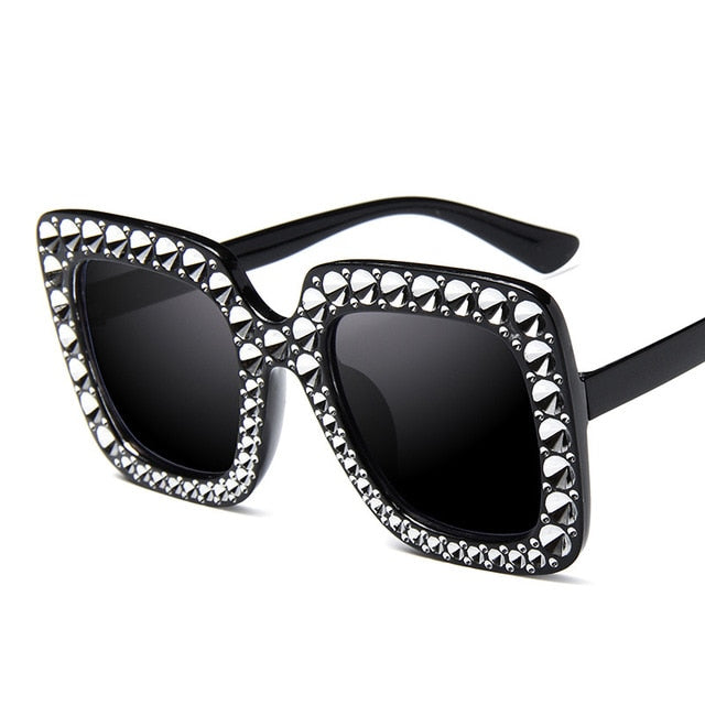 Oversize sunglasses Top Rhinestone Luxury Brand Designer Sunglasses for Women Square Shades Women Fashion Retro Sunglasses