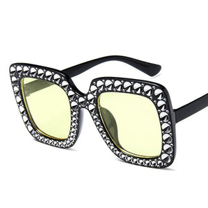 Oversize sunglasses Top Rhinestone Luxury Brand Designer Sunglasses for Women Square Shades Women Fashion Retro Sunglasses