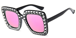 Oversize sunglasses Top Rhinestone Luxury Brand Designer Sunglasses for Women Square Shades Women Fashion Retro Sunglasses