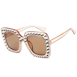 Oversize sunglasses Top Rhinestone Luxury Brand Designer Sunglasses for Women Square Shades Women Fashion Retro Sunglasses