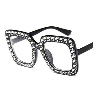 Oversize sunglasses Top Rhinestone Luxury Brand Designer Sunglasses for Women Square Shades Women Fashion Retro Sunglasses