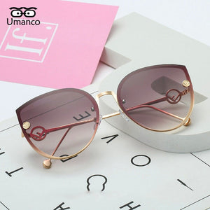 Umanco 2018 Women Fashion Big Square Metal Cat Sunglasses Female Male Multicolor Sun Glasses Outdoor Travel Driving Eyewear