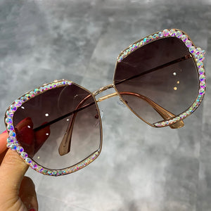 2019 sunglasses women  Luxury Rhinestone square Sun glasses clear lens Oversized men sunglasses Vintage Shades