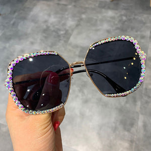 2019 sunglasses women  Luxury Rhinestone square Sun glasses clear lens Oversized men sunglasses Vintage Shades