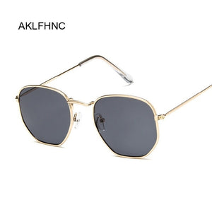 Polygonal Sunglasses Women Glasses Lady Luxury Retro Metal Sun Glasses Female Vintage Mirror Oculos De Sol Feminino UV400