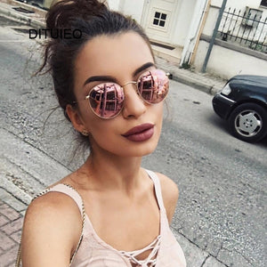 New Brand Designer Vintage Oval Sunglasses Women Retro Clear Lens Eyewear Round Sun Glasses For Female Ladies Oculos De Sol