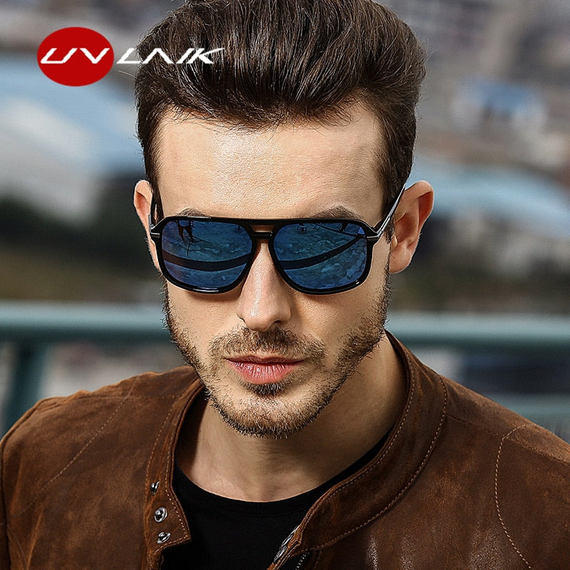 UVLAIK Sunglasses Men Polarized Oversized Mirror Driving Sun Glasses M